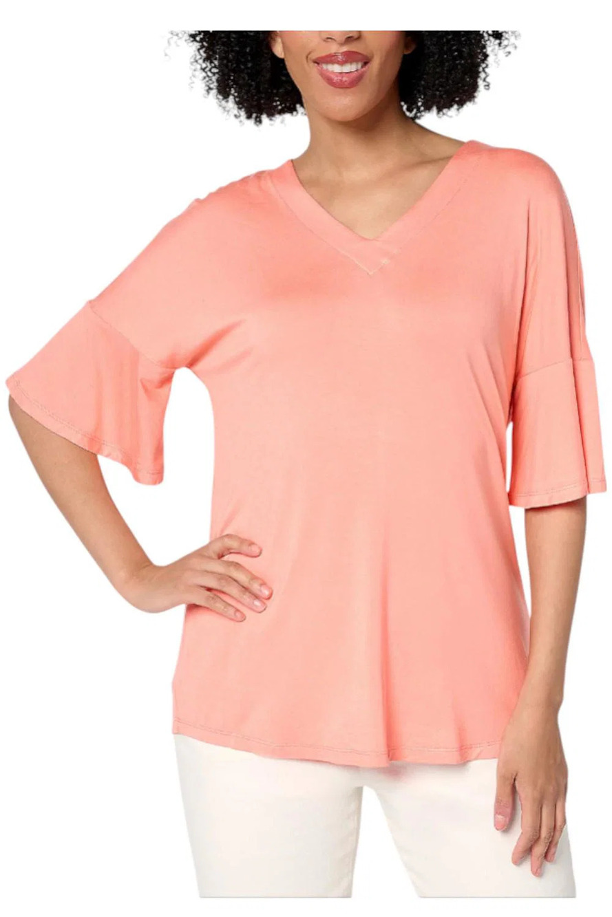 Brandis Women's Dress Out Loud Flutter Sleeve Flutter Slv Top Coral - Regular